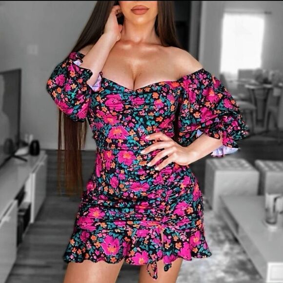 Touch Dolls Floral Mini Dress - Picture 1 of 13